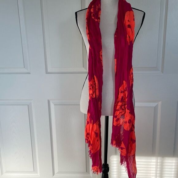 Fuchsia/Bright Pink and Orange Butterfly Scarf - Picture 9 of 10